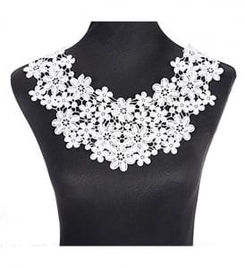 Cuello de encaje bordado floral